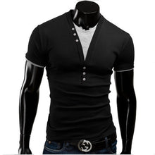 Fit Slim 2015 New Fashion Men T-Shirt Fake Two Piece T-Shirt V-Neck Casual Fashion Solid Leisure Suit Free Shipping 5 Color