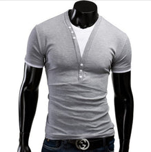 Fit Slim 2015 New Fashion Men T-Shirt Fake Two Piece T-Shirt V-Neck Casual Fashion Solid Leisure Suit Free Shipping 5 Color