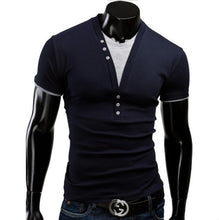 Fit Slim 2015 New Fashion Men T-Shirt Fake Two Piece T-Shirt V-Neck Casual Fashion Solid Leisure Suit Free Shipping 5 Color