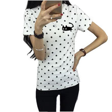 Women Dress Summer New Fashion Female T-shirt Korean Sweet Cartoon Cat Printed Ladies Short Sleeve Tops Factory Outlets