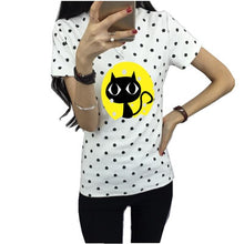 Women Dress Summer New Fashion Female T-shirt Korean Sweet Cartoon Cat Printed Ladies Short Sleeve Tops Factory Outlets