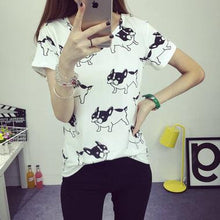 Women Dress Summer New Fashion Female T-shirt Korean Sweet Cartoon Cat Printed Ladies Short Sleeve Tops Factory Outlets