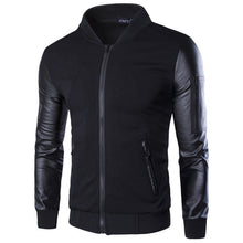 Men Hoodies Patchwork Leather Sleeve Fashion Hoodies Men Jacket Coat Brand Sweatshirt  Casual Suit Pullover Tracksuits Masculino